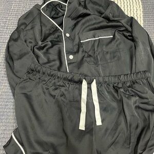 Stars Above Black Satin Sleepwear Set